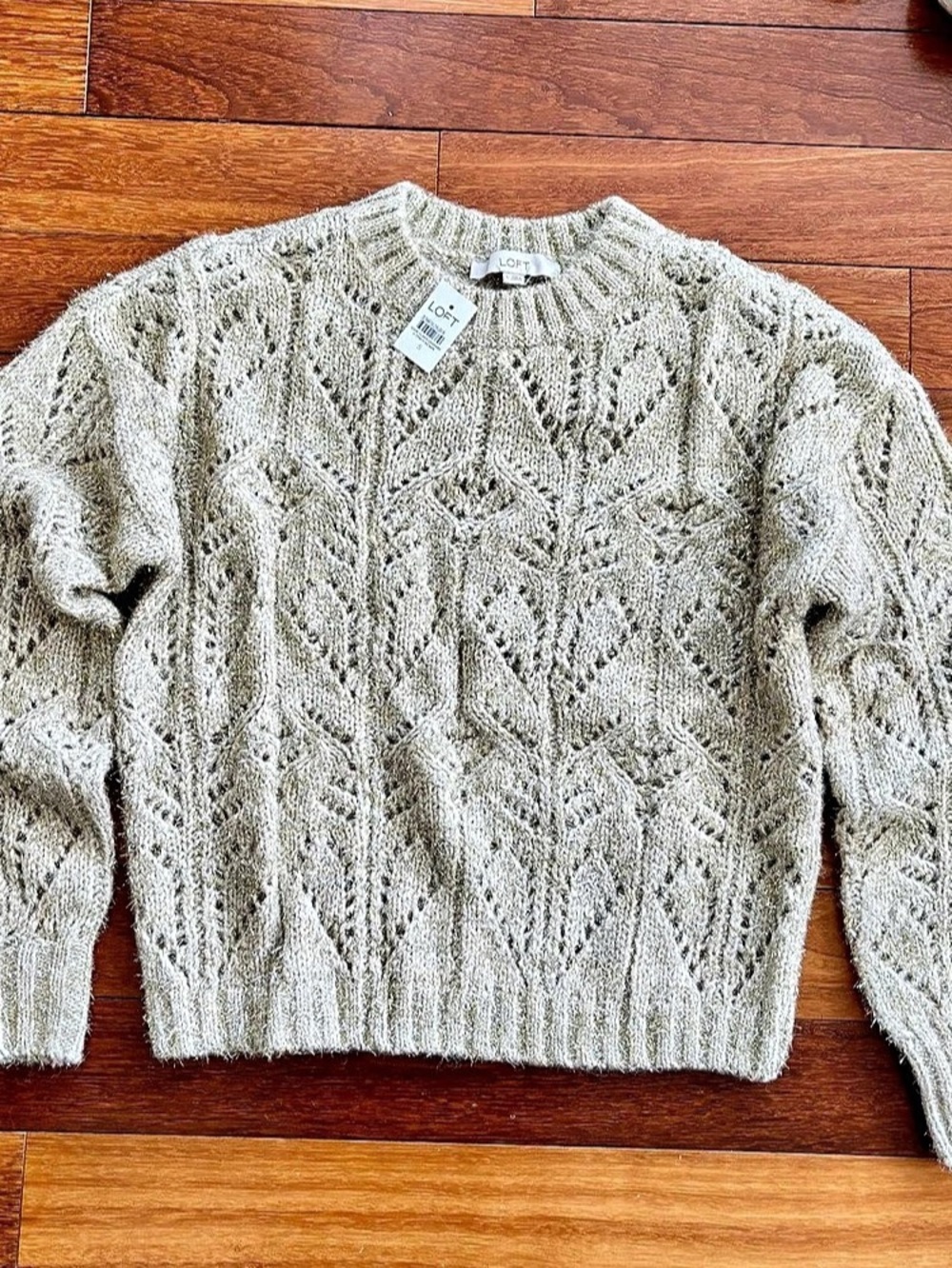 NWT LOFT Shimmer Pointelle Blouson Sweater - size small